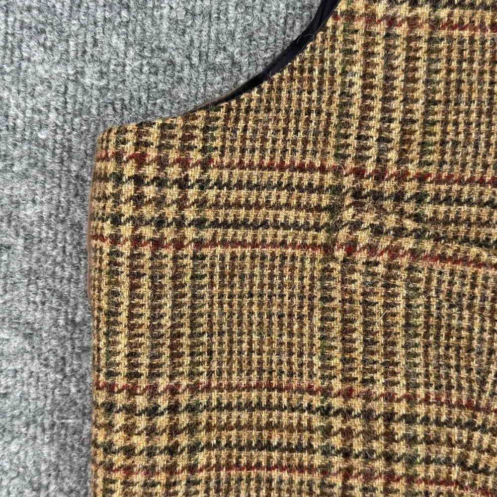 J. Crew Tweed Vest Men's XL Brown Houndstooth Moon British Quality 4 Pocket